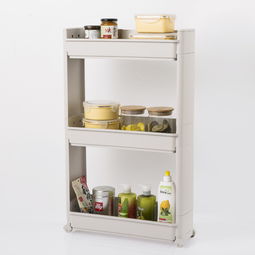 韓國(guó)原產(chǎn)Changsin帶滑輪健康置物架夾縫架 三層淺灰設(shè)計(jì)，廚具衛(wèi)具的收納哲學(xué)